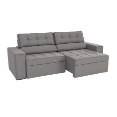 sofá 4 lugares retrátil e reclinável lanus veludo titânio 250 cm