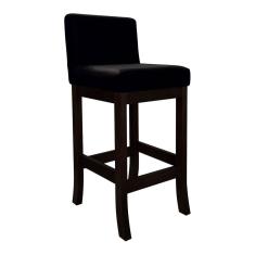 Banqueta Média para Bancada de Cozinha em Madeira Capuccino Melody Suede Preto