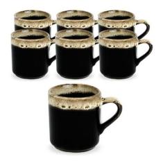Jogo De Xicara Para Cafe De Porcelana Borda Decorada C/ 6 Pç - HR HORA