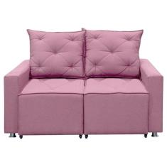 Sofá Retrátil 2 Lugares Bariloche 1.60cm Shop Das Cabeceiras Rosa Linho