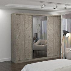 Guarda-Roupa Casal 1 Espelho 3 Portas de Correr 2 Gavetas MDFmm774E1 E