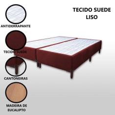 Base Box King Bipartido Padrão Suede Liso (1,93 x 2,03 m) Com 37 cm de
