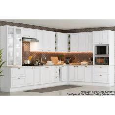 Cozinha Completa Americana 19 Peças (6Aéreos+6Balcões+2Paneleiros+5Complementos) C5P56 Branco - Henn