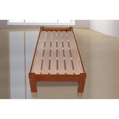 Cama de Solteiro Turca de Madeira Maciça Angelim Pedra/Tauari - Cor Me