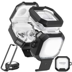 RFUNGUANGO Capa protetora atualizada com suporte de alta transparência para Samsung Galaxy Buds 2 Pro/Live/2/FE (2023) - Design de bloqueio, preta