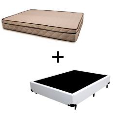 Cama Box Viúva 128 Tecido Sintético Branco Com Colchão Polônia Bello Box - D28 65x128x188
