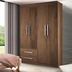 Guarda Roupa Solteiro 4 Portas 2 Gavetas Madri Espresso Móveis Freijó