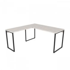 Conjunto Home Office Industrial 1 Escrivaninha Em L E 1 Estante 4 Prateleiras Kuadra Compace Snow