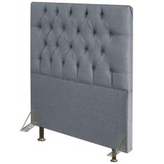 Cabeceira Cama Box Solteiro 90cm Diamante D10 Linho Cinza