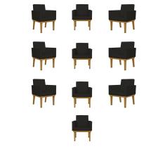Kit 10 Cadeiras Escritório Reforçadas Cor preto