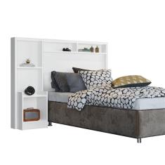 Cabeceira Para Cama Box Solteiro Fênix Talismã Com Nicho Branco