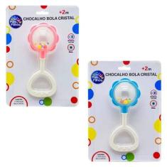 Chocalho Bola de Cristal Pais e Filhos Infantil Barulhinho - Rosa