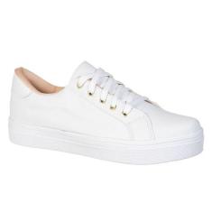 Tenis Feminino Branco Detalhe Rosa Delicada Cazzani - Cassi, Branco, 3