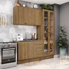 Cozinha Compacta Celeste Kappesberg 100% MDF Nogueira 192cm