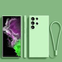 Capa de telefone com alça de pulso de silicone líquido para Samsung S22 Ultra S21 Plus S20 FE Note 20 10 Pro S10 Lite S9 S8 Capa macia, verde menta, para S8 Plus