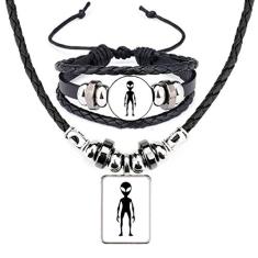 Universo e alienígena Alien Art Deco Presente Fashion Colar Pulseira Conjunto de Joias
