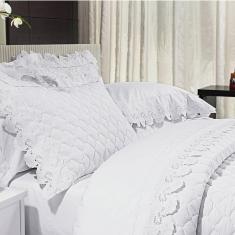 Jogo de Cama King Maiori 4 Peças Percal 200 Fios Bernadete Casa Branco
