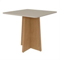 Mesa De Jantar Quadrada 4 Lugares Tampo Mfd Celebrare  Amêndoa Clean/Off White