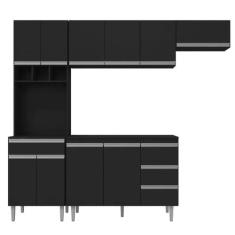 Cozinha Completa Modulada 4 Peças Andréia 240 cm Preto 1851 AJL Móveis