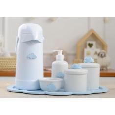Kit Higiene Porcelana Bebê K044 Bandeja Nuvem Moderno Sabonete Térmica