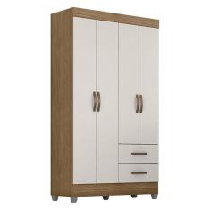 Guarda Roupa Solteiro Lite 4 Portas Nature Off White - Móveis Leão