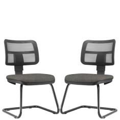 Kit 02 Cadeiras De Escritório Fixa L02 Zip Cinza Escuro