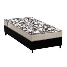 Cama Box Solteiro: Colchão Espuma Ortobom Physical Ultra Resistente + Base Crc Suede Black(88X188)
