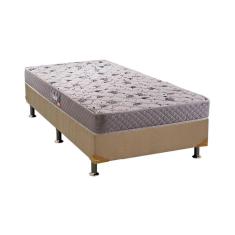 Cama Box Solteiro: Colchão Espuma Herval D28/Ag65 Black + Base Crc Suede Clean(88X188)