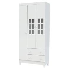 Guarda Roupa Infantil 3 Portas Mariah Branco Brilho - Carolina - CAROL