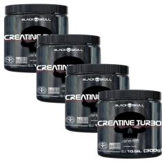 Combo 4X Creatina Creatine 300G Caveira Preta - Black Skull