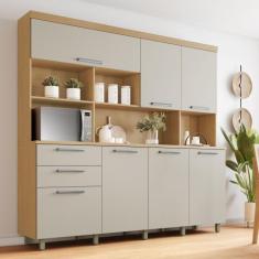 Armário de Cozinha 7 Portas 2 Gavetas Nobreza 210cm 100% Mdf - Nesher 