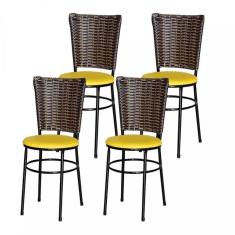 4 Cadeiras Pretas Para Cozinha Hawai Cappuccino Amarelo
