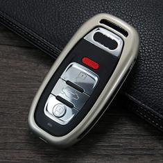 TPHJRM Carcaça da chave do carro em liga de zinco, capa da chave, adequada para Audi A1 A3 A4 A5 A6 A7 A8 Quattro Q3 Q5 Q7 2009-2013 2014 2015
