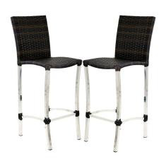 2 Banquetas Alta Cannes Em Alumínio Para Cozinha Bar Edícula Pedra Ferro