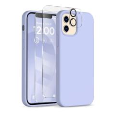 COFFKER Capa para iPhone 12 e iPhone 12 Pro, [protetor de lente da câmera + protetor de tela], forro de microfibra macia de silicone à prova de choque, capa fina para celular de 6,1 polegadas, azul