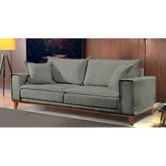 Sofá Fixo 3 Lugares Luxo 180 cm  Aquiles Cinza