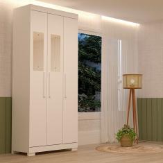 Guarda-roupa Solteiro 82,60cm 3 Ptas com Espelho Flex Color 100% Mdf Papoulas Espresso Móveis Branco/Rosa/Azul/Lilas