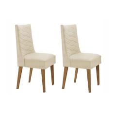 Cadeira Sala de Jantar Dafne Kit 2 Un Imbuia - Veludo Creme - Rufato