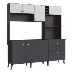 Armário de Cozinha Compacta 186,5cm com Torre Quente e Gabinete Pia Multimóveis CR20283