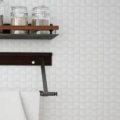 Papel de Parede Adesivo Lavável Pastilhas Branco Gelo Sala Cozinha Autocolante Viníl 3m