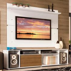 Rack Madesa Cancun e Painel para TV até 65 Polegadas - Branco/Rustic/B