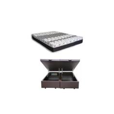 Conjunto Cama Box Baú Queen + Colchão Castor Class de Molas 158x198x67