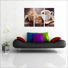 Quadro Decorativo Padarias Cafeterias Gourmet Com 3 peças Com Moldura 