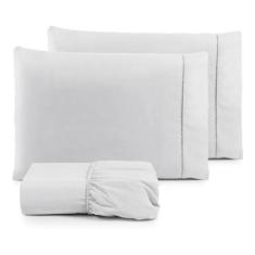 lençol king size 3 peças ponto palito percal algodão 180 fios - Lonhnh