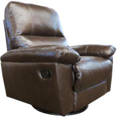 Poltrona do Papai Reclinável Giratória Armênia Glider Mecânico Couro Marrom - Gran Belo