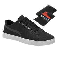 Tênis Casual Masculino De Amarrar Sola Reta Conforto + Carteira - Gmm 
