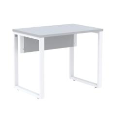 Mesa Escritório P25 TUB Pandin 90 cm (Larg) Tampo MDP Cinza Pé Aço Tubular Branco