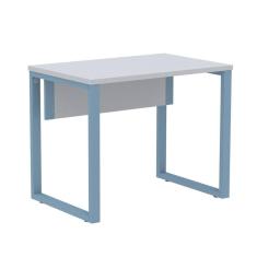 Mesa Escritório P25 TUB Pandin 90 cm (Larg) Tampo MDP Cinza Pé Aço Tubular Azul Dali