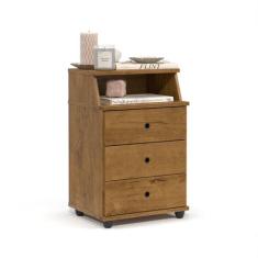 Mesa de Cabeceira 3 gavetas e nicho Luxo New - - EJ MOVEIS, Freijó