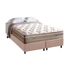 Cama Box King: Colchão Molas Herval Maxspring Moskow + Base Crc Suede Clean(193X203)